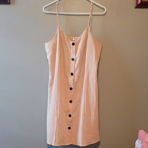 Elegant Tan Button-Down Mini Dress